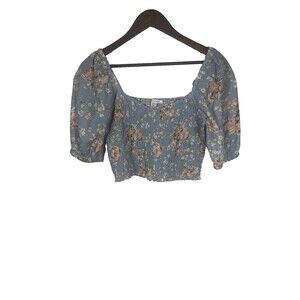 American Eagle Women's Smocked Crop Top XS Floral fairy Cottagecore Milkmaid